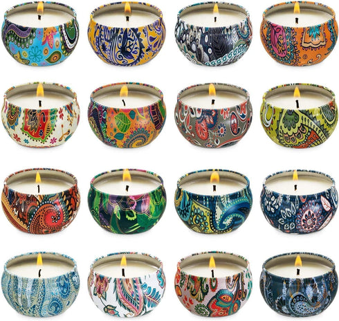 Set of 16 Small Scented Candles Soy Wax Aromatherapy Candles